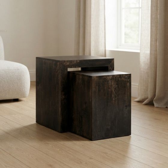 Mango Wood Walnut Cube Nest - In Stock