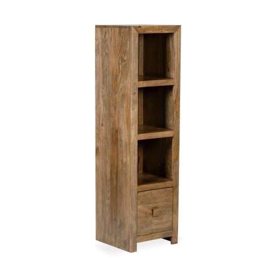 Oak Dakota Mango Wood Slim Drawer 40cm Bookcase