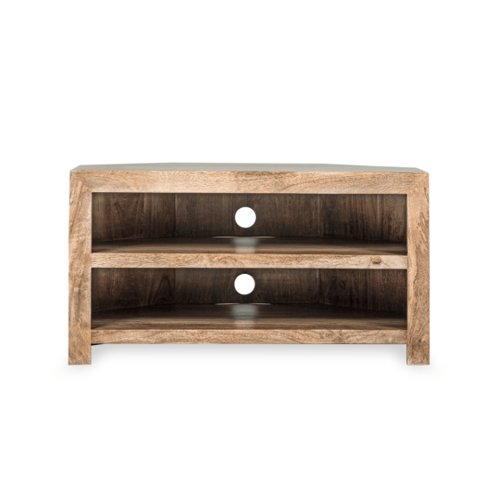 Oak Stain Dakota 100cm 2 Shelf Corner TV Unit