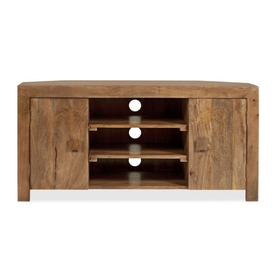 Oak Stain Dakota Mango Wood 120cm Corner TV Unit