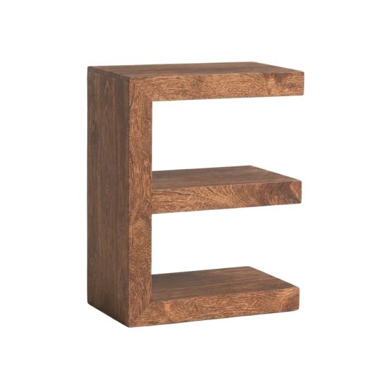 Oak Stain Dakota Mango Wood E Shaped Side Table - Due 11th September