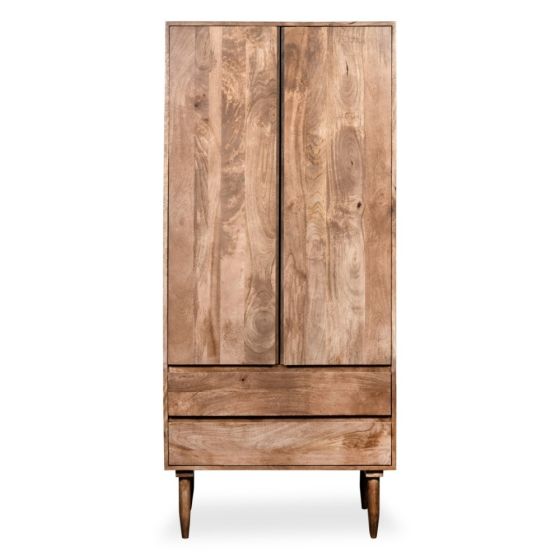 Oak Stain Scandi Mango 2 Drawer Wardrobe - In Stock