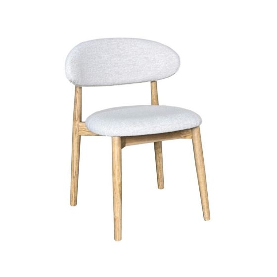 Scandi Cream Boucle Oak Dining Chair - Light Leg