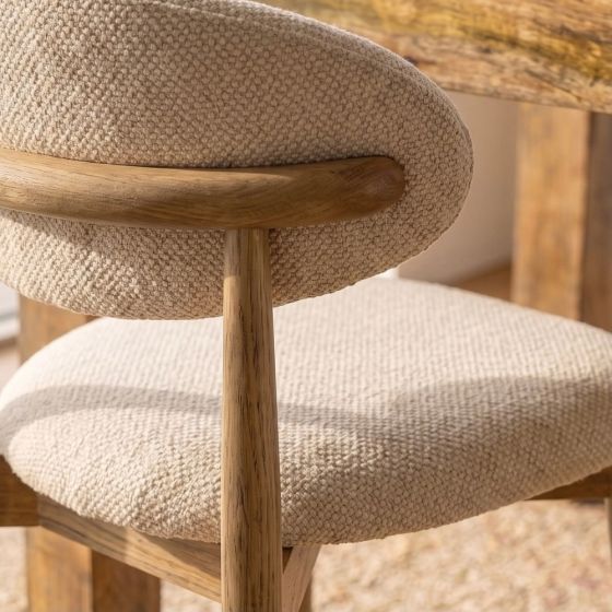 Scandi Cream Boucle Oak Dining Chair - Light Leg - In Stock