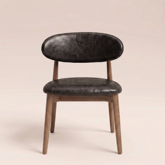 Scandi Black Faux Leather Oak Dining Chair