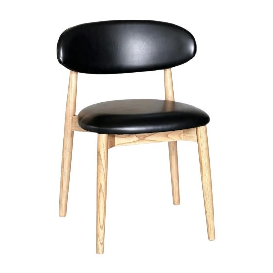 Scandi Black Faux Leather Oak Dining Chair (Light Leg) - Due 19th September