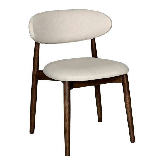 Scandi Latte Fabric Oak Dining Chair (Dark Leg) - In stock