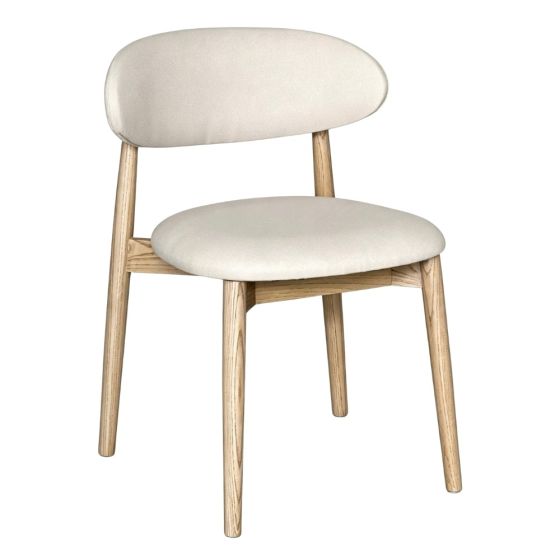 Scandi Latte Fabric Oak Dining Chair (Light Leg) - In stock