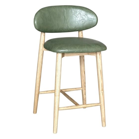 Scandi Green Faux Leather CRIB 5 Bar Stool - Light Leg - Due 31st September