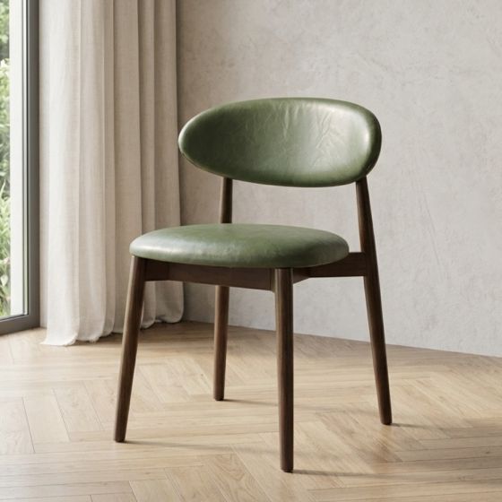 Scandi Green Faux Leather CRIB 5 Dining Chair - Dark Leg - Due 16th October
