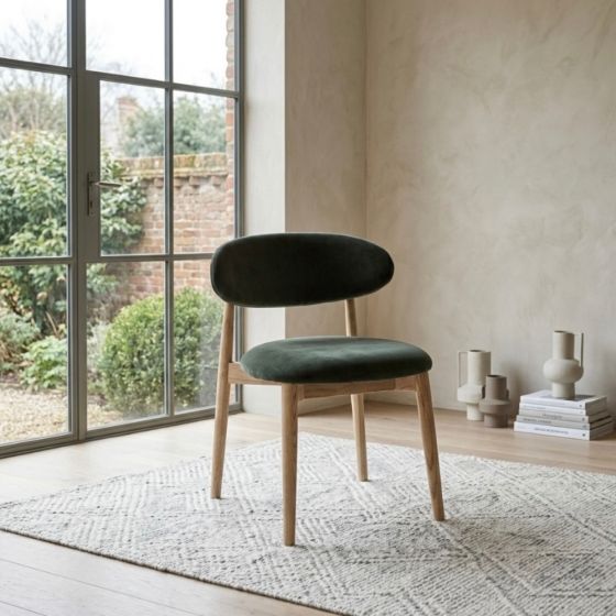 Scandi Green Velvet Dining Chair