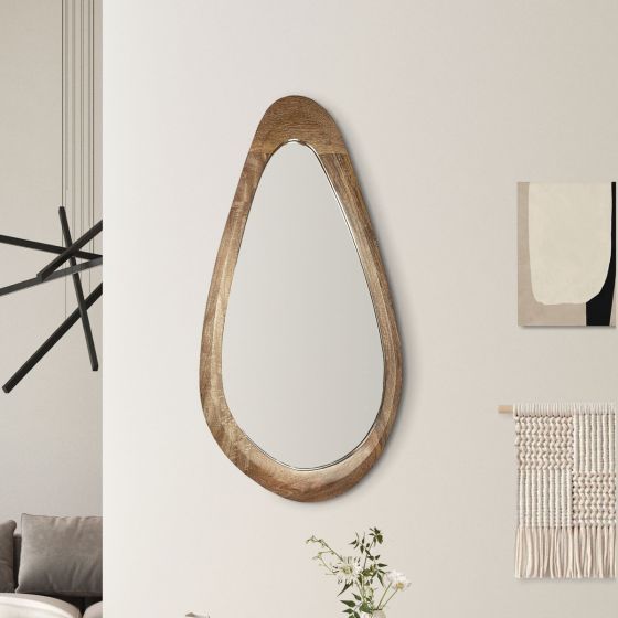 Scandi Mango 60cm Large Curved Mirror - In Stock