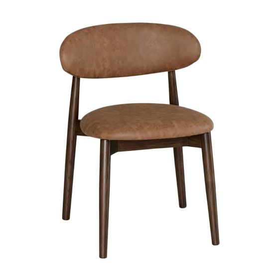 Scandi Tan Faux Leather Oak Dining Chair (Dark Leg) - Due 19th October