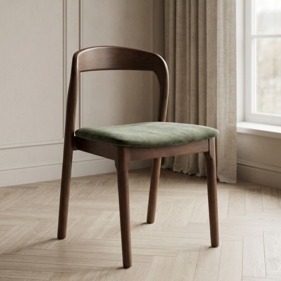 Stackable Oslo Green Velvet Dark Leg Dining Chair - Due 14th September