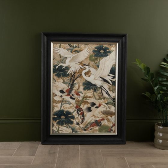 Oriental Framed Art - Cranes 