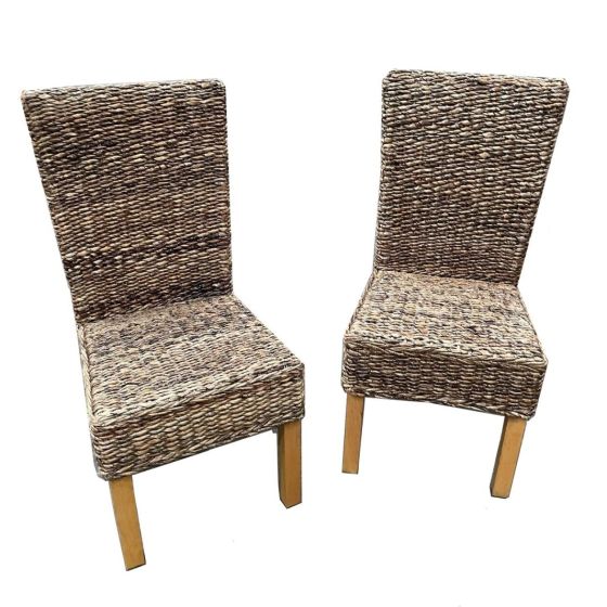 Set of 2 Light Rattan Rollback Chairs