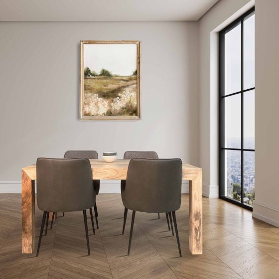 Light Dakota 160cm Dining Table & 4 Henley Faux Leather Dining Chairs (4 Colours) - In Stock