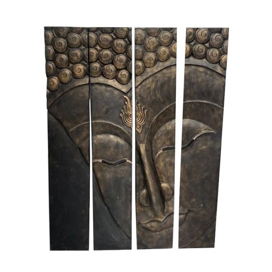 Carved Wooden Buddha Plaque 4 Pieces
