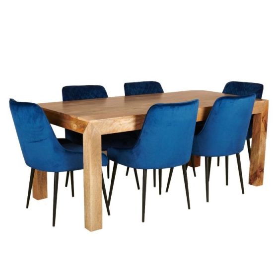 Light Mango Wood 180cm Dining Table & 6 Henley Chairs