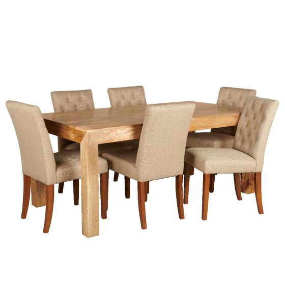 Dakota Table with 6 Milan Buttoned Chairs