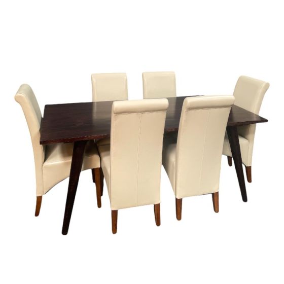 Vintage Mango 180cm Dining Table & 6 Rollback DIning Chairs