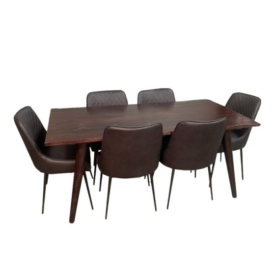 Vintage Mango 180cm Dining Table & 6 Henley Faux Leather Dining Chairs
