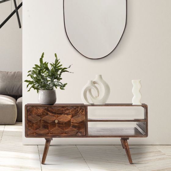 Ex Display Geo Mango 90cm Coffee Table - One Available