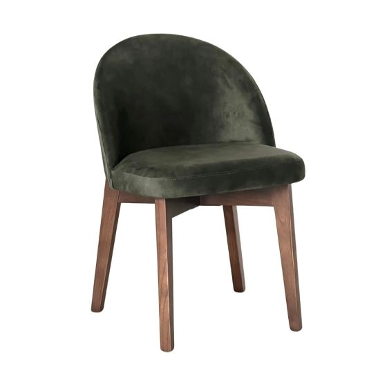 Zena CRIB5 Green Velvet Oak Chair (Dark Leg) - In Stock