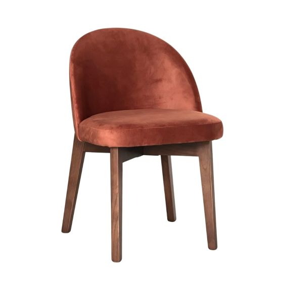Zena CRIB5 Orange Rust Velvet Oak Chair (Dark Leg) - In Stock
