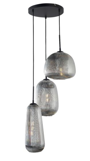 Triple Drop Smoke Glass Ceiling Pendant