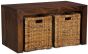 Mango Wood Small Open Coffee Table with Rattan Baskets