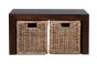 Small Open Mango Wood Coffee Table with Rattan Wicker Baskets