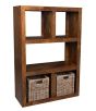 Dakota 98cm Open Bookcase with Rattan Baskets