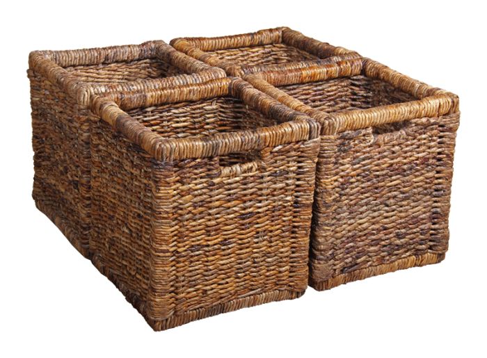 Set of 4 Coffee Table Rattan Baskets