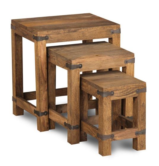 Jali Sheesham - Nest of Tables - In Stock-Natural
