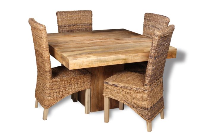 Light Mango Wood 120cm Dining Table & 4 Havana Chairs