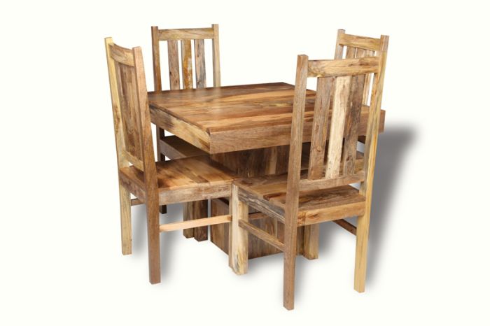 Light Dakota 90cm Cube Dining Table & 4 Dakota Chairs