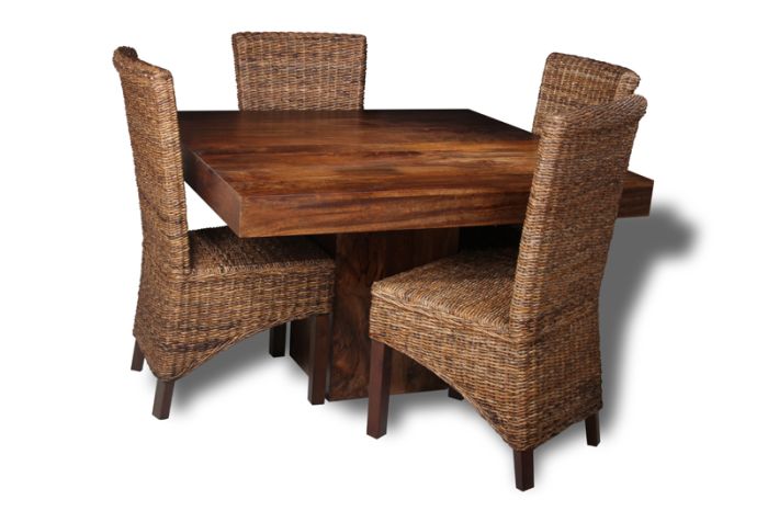 Dakota Cube Dining Table & 4 Rattan Chairs : Rollback