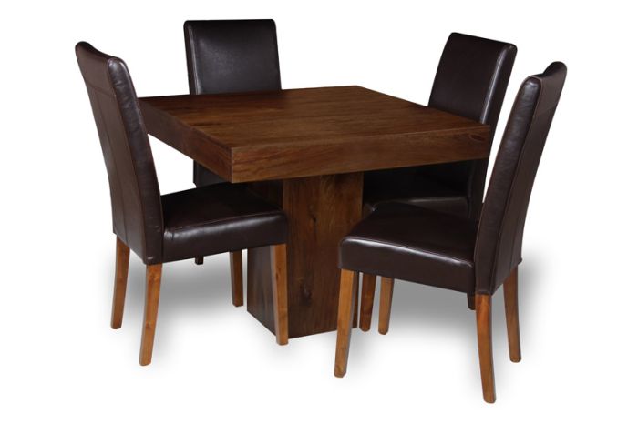 Mango Wood 90cm Cube Dining Table & 4 Barcelona Chairs