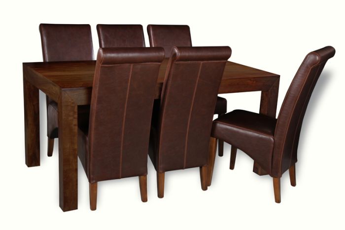 Mango 180cm Dining Table & 6 Rollback Chairs