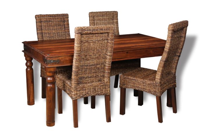 Jali Dining Table & 4 Rattan Chairs