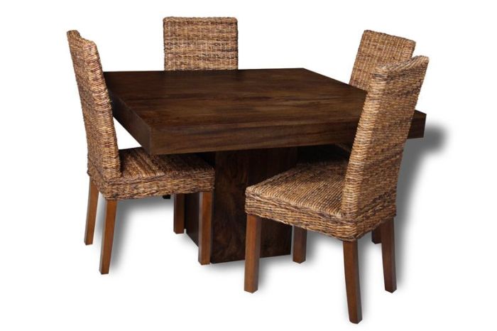 Mango Wood 120cm Dining Table & 4 Havana Chairs