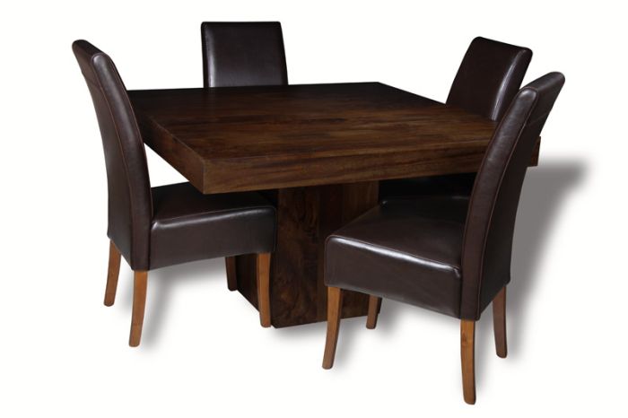 Mango Wood 120cm Cube Dining Table & 4 Madrid Chairs