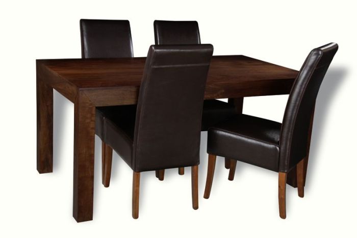 Mango Wood 160cm Dining Table & 4 Madrid Chairs (3 Colours) - Last One Remaining