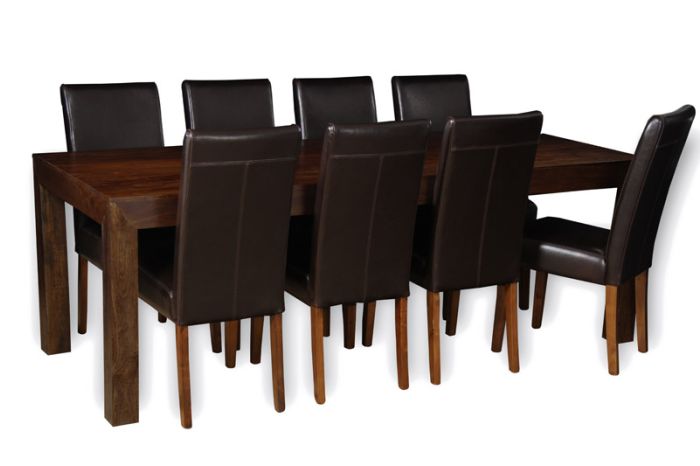 Mango Wood 220cm Dining Table & 8 Barcelona Chairs