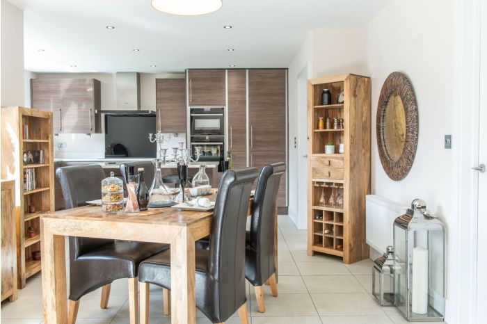 Dakota Light 160cm Dining Table & 4 Rollback Leather Dining Chairs - In Stock