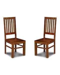 Set of 2 Jali High Back Slat Chairs