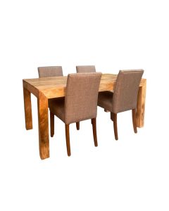 Light Mango Wood 160cm Dining Table & 4 Milan Dining Chairs