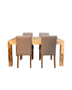 Light Mango Wood 160cm Dining Table & 4 Milan Dining Chairs