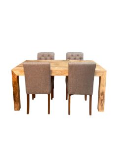 Light Dakota 160cm Dining Table & 4 Milan Button Dining Chairs